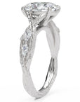 Inel de Logodnă Empress din Aur 14k cu Diamant Creat în Laborator Oval de 2.5 ct din 14k Aur Alb - Castelo.ro