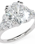 Inel de Logodnă Romanov din Aur 14k cu Diamant Natural Cushion de 3 ct din 14k Aur Alb - Castelo.ro