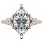 Inel de Logodnă Sandringham din Aur 14k cu Diamant Creat în Laborator Marquise de 2 ct din 14k Aur Roz - Castelo.ro