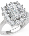 Inel de Logodnă Vanderbilt din Aur 14k cu Diamant Natural Emerald de 2 ct din 14k Aur Alb - Castelo.ro