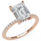 Inel de Logodnă Mayfair din Aur 14k cu Moissanite Emerald de 2 ct din 14k Aur Roz - Castelo.ro