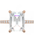 Inel de Logodnă Mayfair din Aur 18k cu Moissanite Emerald de 2 ct din 18k Aur Roz - Castelo.ro