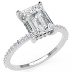 Inel de Logodnă Mayfair din Aur 14k cu Diamant Creat în Laborator Emerald de 2 ct din 14k Aur Alb - Castelo.ro