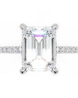 Inel de Logodnă Mayfair din Aur 14k cu Moissanite Emerald de 2 ct din 14k Aur Alb - Castelo.ro