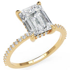 Inel de Logodnă Mayfair din Aur 14k cu Moissanite Emerald de 2 ct din 14k Aur Galben - Castelo.ro
