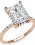 Inel de Logodnă Mayfair din Aur 14k cu Diamant Creat în Laborator Emerald de 3 ct din 14k Aur Roz - Castelo.ro