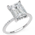 Inel de Logodnă Mayfair din Aur 14k cu Moissanite Emerald de 3 ct din 14k Aur Alb - Castelo.ro