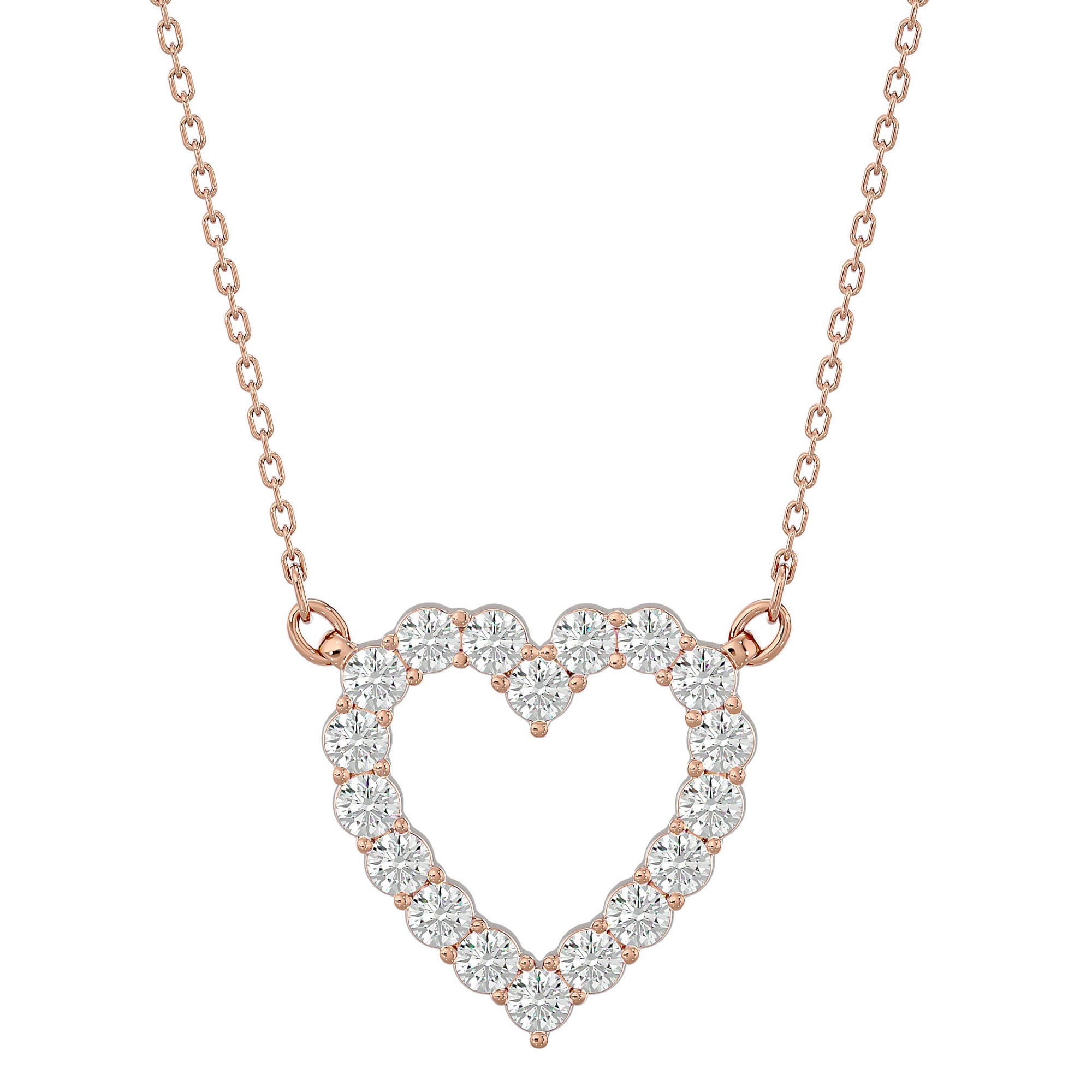 Lanț cu Pandantiv Inimă Eternă Diamante Create în Laborator de 0.46 ct din 18K Aur Roz - Castelo.ro