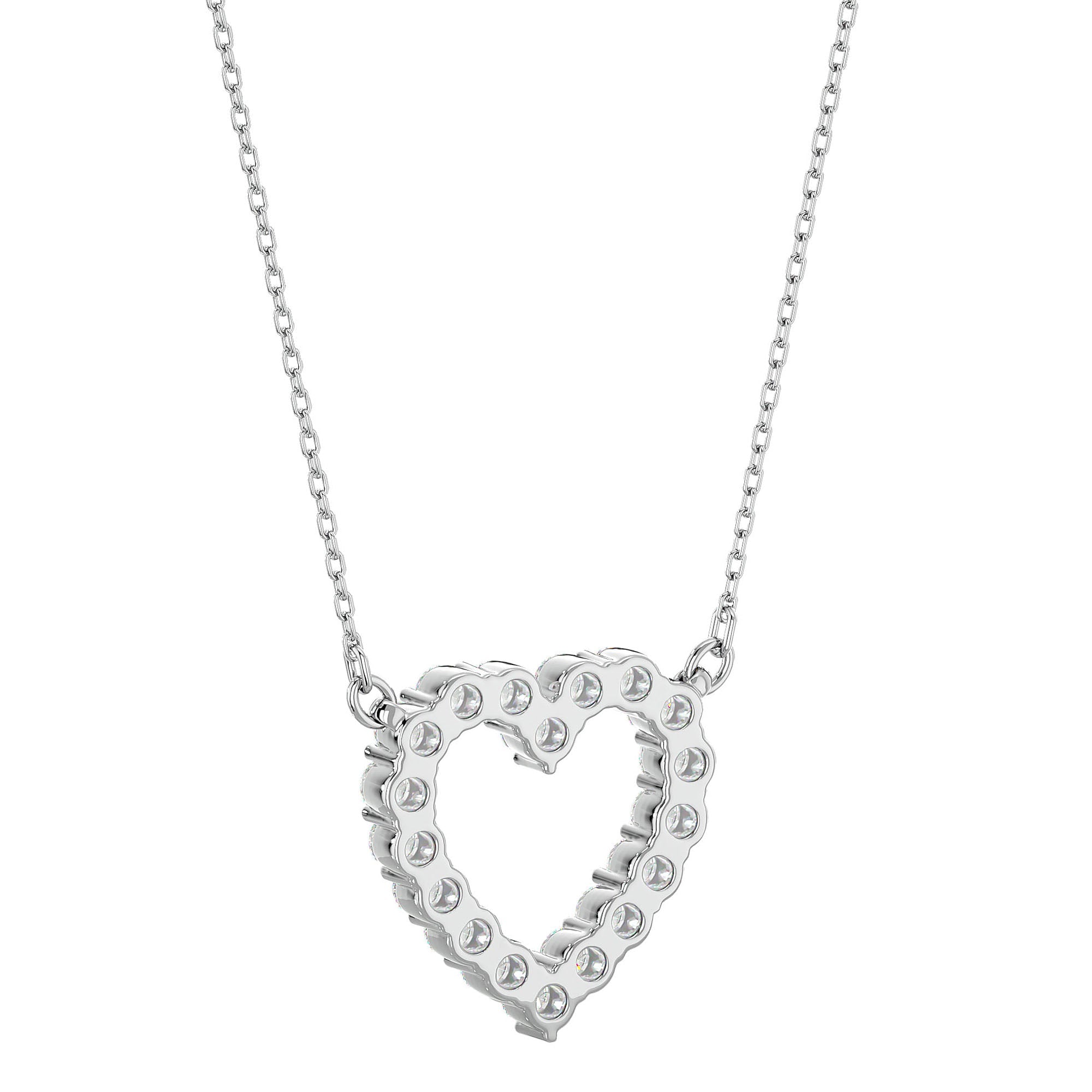 Lanț din Aur 14k cu Pandantiv Inimă Eternă Diamante Create în Laborator de 0.46 ct din 14K Aur Alb - Castelo.ro