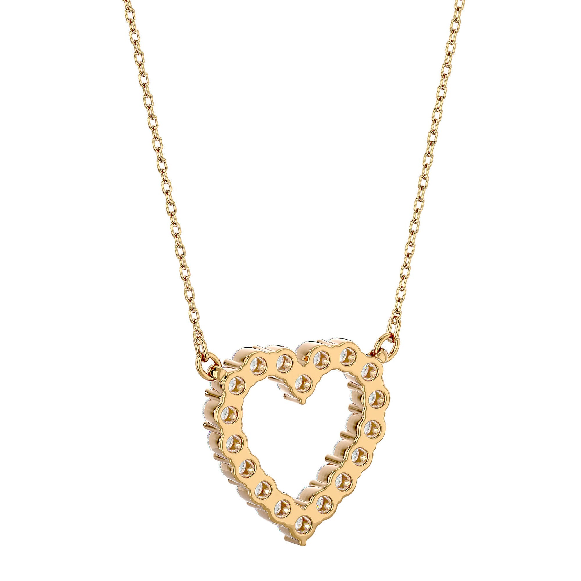 Lanț cu Pandantiv Inimă Eternă Diamante Create în Laborator de 0.46 ct din 18K Aur Galben - Castelo.ro