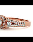 Inel de Logodnă Vintage Pavé Halo din Aur 14k cu Moissanite de 0.87 ct