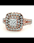 Inel de Logodnă Vintage Pavé Halo cu Diamante Naturale de 0.84 ct