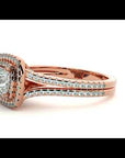 Inel Tăietură Princess Si Cadru Halo cu Diamante Create în Laborator de 1.15 ct