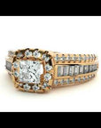 Inel de Logodnă din Aur 14k cu Diamante Create în Laborator Halo Duo Etern Pavé de 1.19 ct