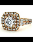 Inel de Logodnă Vintage Pavé Halo din Aur 14k cu Diamante Create în Laborator de 0.74 ct