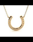 Lanț din Aur 14k cu Pandantiv Lucky Horseshoe cu Diamante Naturale de 0.26 ct