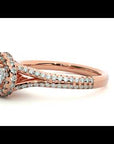 Inel de Logodnă Twilight din Aur 14k cu Diamante Create în Laborator Halo Pavé de 1.07 ct