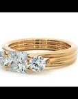 Inel Triplu de Logodnă Cu Trei Diamante Naturale de 0.96 ct