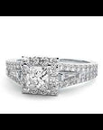 Inel de Logodnă din Aur 14k cu Moissanite Halo Princess Pavé de 1.00 ct
