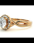 Inel de Logodnă Solitaire Halo din Aur 14k cu Diamante Create în Laborator de 0.94 ct