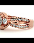 Inel de Logodnă din Aur 14k cu Diamante Naturale Halo Împletit Etern Pavé de 1.32 ct