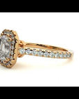Inel Tăietură Smarald si Cadru Halo din Aur 14k cu Diamante Naturale de 1.48 ct