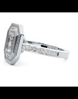 Inel Tăietură Smarald si Cadru Halo din Aur 14k cu Diamante Naturale de 0.91 ct