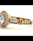 Inel de Logodnă din Aur 14k cu Moissanite Brilliant Halo Pavé de 1.39 ct