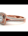 Inel Tăietură Princess Si Cadru Halo cu Moissanite de 1.15 ct