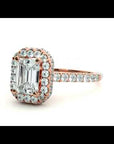 Inel din Aur 14k Cu Moissanite Tăietură Smarald si Halo de 1.44 ct