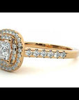 Inel Tăietură Princess Si Cadru Halo din Aur 14k cu Diamante Naturale de 0.83 ct