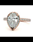 Inel de Logodnă Pavé din Aur 14k cu Moissanite Pară Fațetată de 1.09 ct