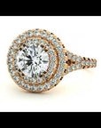 Inel de Logodnă Brilliant Rotund Halo Pavé din Aur 14k cu Moissanite de 1.32 ct