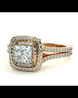Inel Tăietură Princess Si Cadru Halo cu Moissanite de 1.15 ct