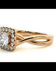 Inel de Logodnă Vintage Halo din Aur 14k cu Moissanite de 0.87 ct