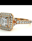 Inel Tăietură Princess Si Cadru Halo din Aur 14k cu Diamante Create în Laborator de 0.95 ct