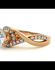 Inel de Logodnă Portofino Solitaire Pavé din Aur 14k cu Moissanite de 1 ct