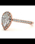 Inel de Logodnă Pavé din Aur 14k cu Moissanite Pară Fațetată de 1.26 ct