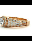 Inel de Logodnă Vintage din Aur 14k cu Moissanite Halo Pavé de 0.97 ct