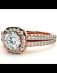 Inel De Logodnă Cu Diamante Naturale Halo, Tăietură Rotundă de 0.99 ct