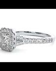 Inel Tăietură Pincess Si Cadru Halo din Aur 14k cu Diamante Naturale de 0.63 ct