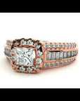 Inel de Logodnă din Aur 14k cu Moissanite Halo Duo Etern Pavé de 1.19 ct