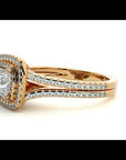 Inel Tăietură Princess Si Cadru Halo cu Diamante Create în Laborator de 1.15 ct