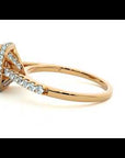 Inel din Aur 14k Cu Diamante Create în Laborator Tăietură Smarald si Halo de 1.44 ct