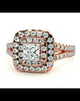 Inel de Logodnă Vintage Pavé Halo din Aur 14k cu Diamante Create în Laborator de 0.84 ct