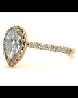 Inel de Logodnă Pavé cu Diamante Naturale Pară Fațetată de 1.26 ct