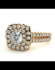 Inel de Logodnă Vintage Pavé Halo din Aur 14k cu Diamante Create în Laborator de 0.95 ct