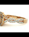 Inel Tăietură Princess Si Cadru Halo din Aur 14k cu Moissanite de 1.01 ct
