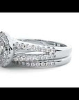 Inel de Logodnă Triplu Halo din Aur 14k cu Diamante Create în Laborator Pavè 0.88 ct