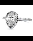 Inel de Logodnă Pavé din Aur 14k cu Moissanite Pară Fațetată de 1.26 ct